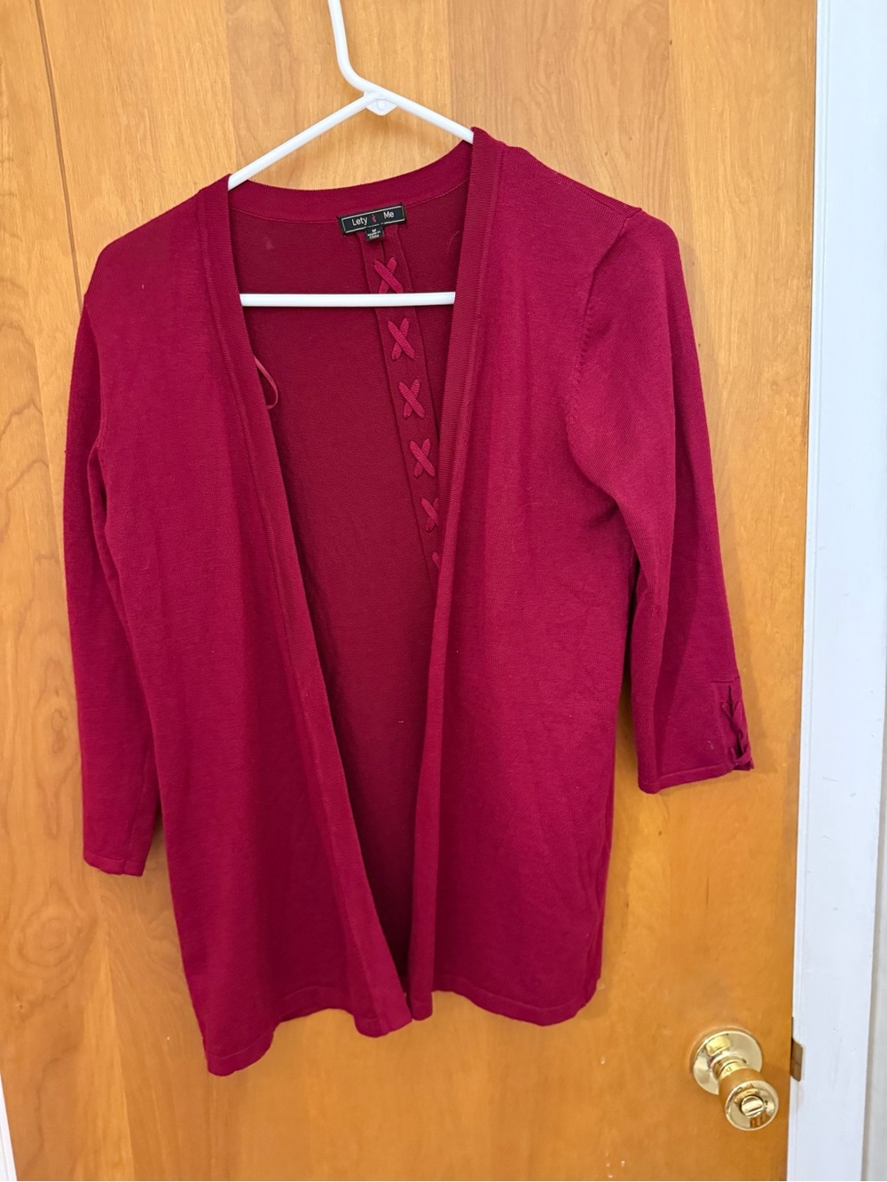 Lety and Me Women's Open Front Cardigan Sweater - Berry Red #Stitchfix